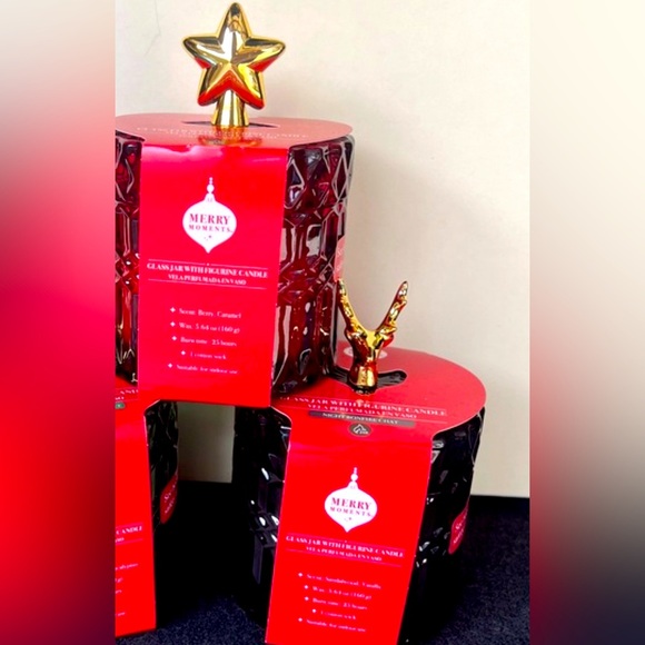merry moments Other - Holiday Candle with Topper Merry Moments x 2 candles set glass jar